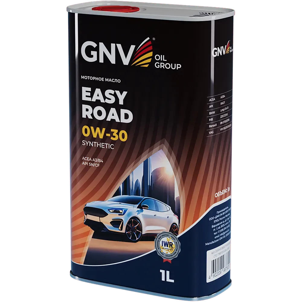 Моторное масло GNV Easy Road 0W30 СИНТ SN/CF A3/B4 1 л