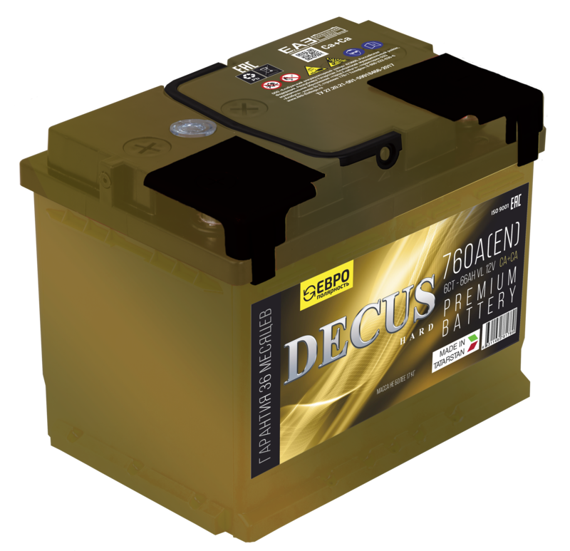 АКБ Decus 6CT-66L (золото)
