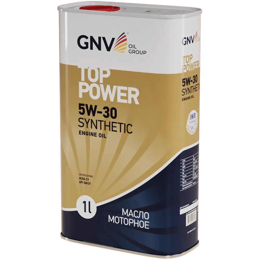 Моторное масло GNV Top Power 5W30 СИНТ SN/CF C3 1 л